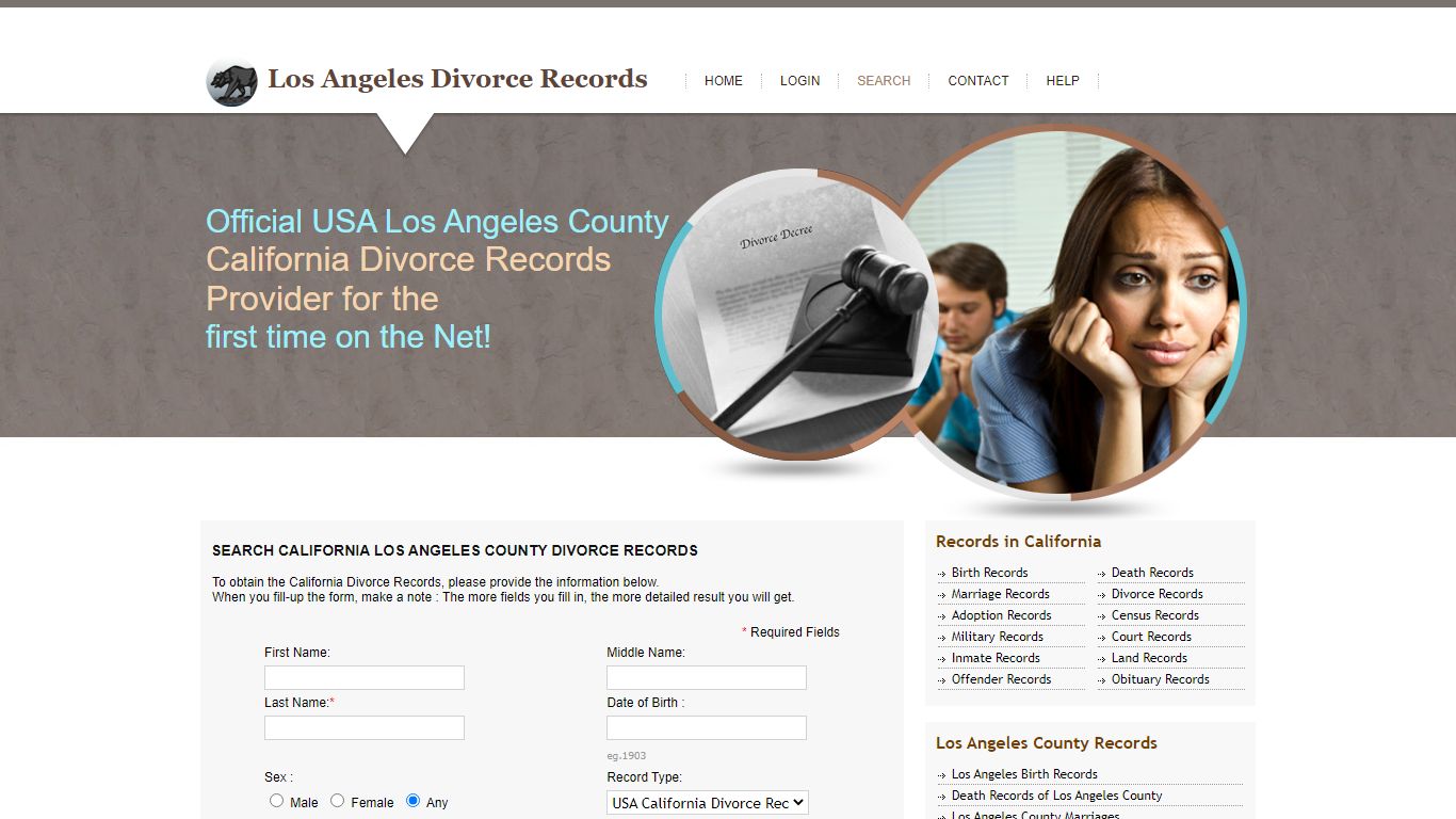 Los Angeles County Divorce Records. Public Records ...